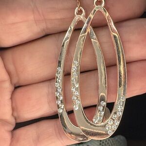 Chic Rose Gold Tone Oblong Hoop Earrings